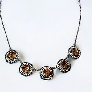 NEW Brown Rhinestone Square Collar Necklace Adjustable Fashion Jewelry Glam